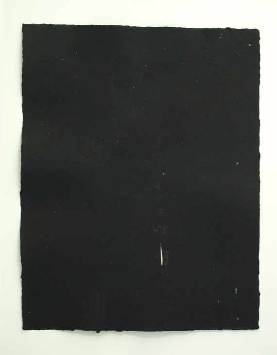 Graphite and holes on handmade paper. 43x55cms.