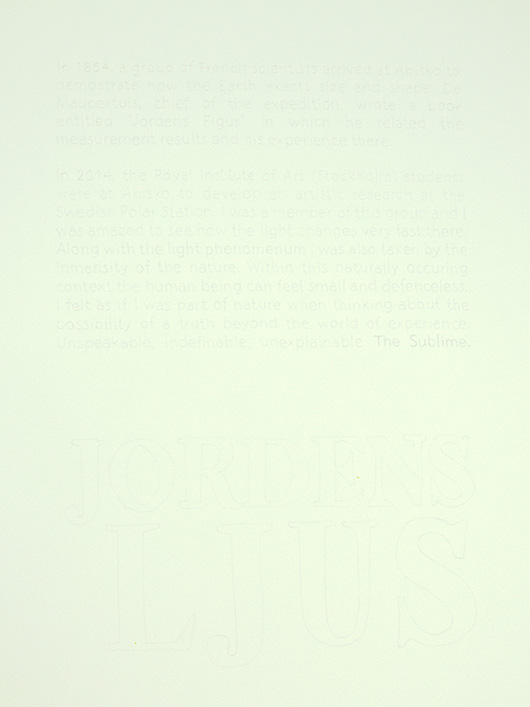 Intro text. Deteail JORDENS LJUS Exhibition_2014©Juanma González